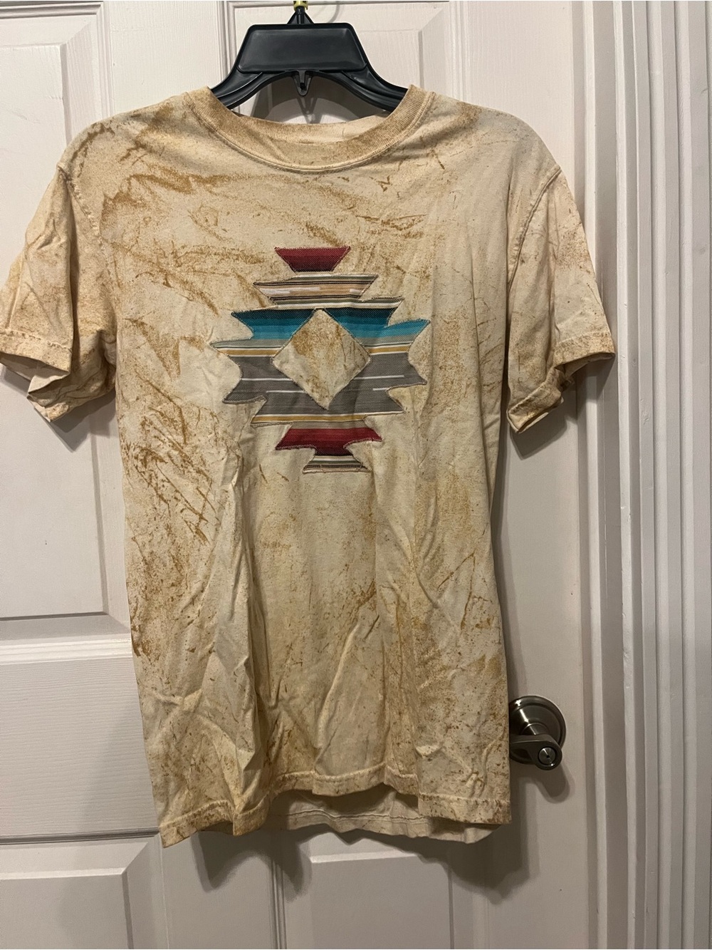 Men's Cream Graphic Short-Sleeve Shirt with Southwest Print